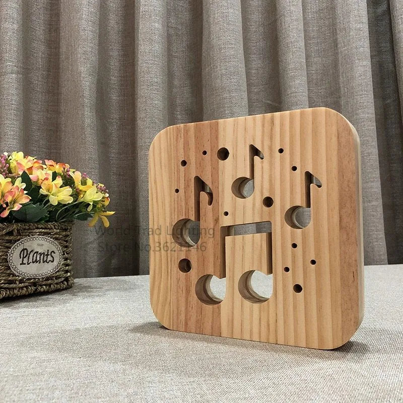 Pine wood LED atmosphere light with warm white glow, cubic 19cm design with USB cable connection