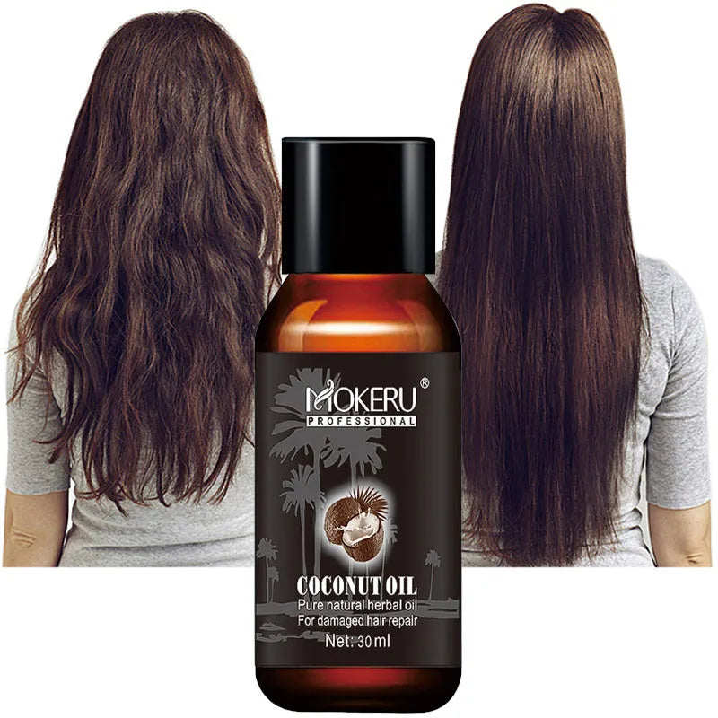 Coconut oil hair repair treatment for frizz and damage, 30ml, white packaging