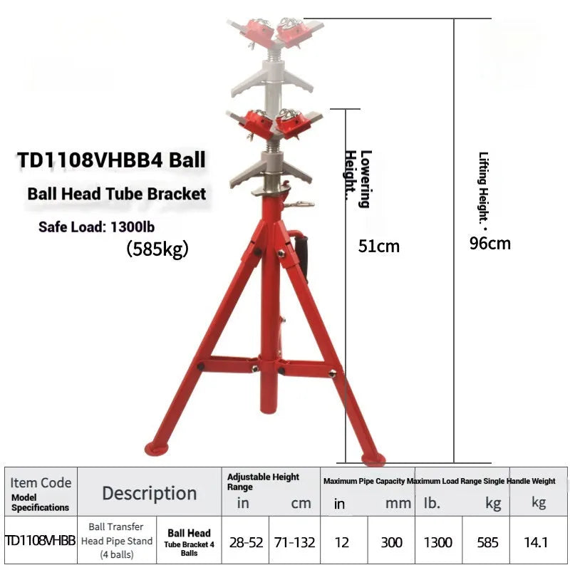 V-shaped head pipe bracket with ball joints for steel pipe support in industrial applications