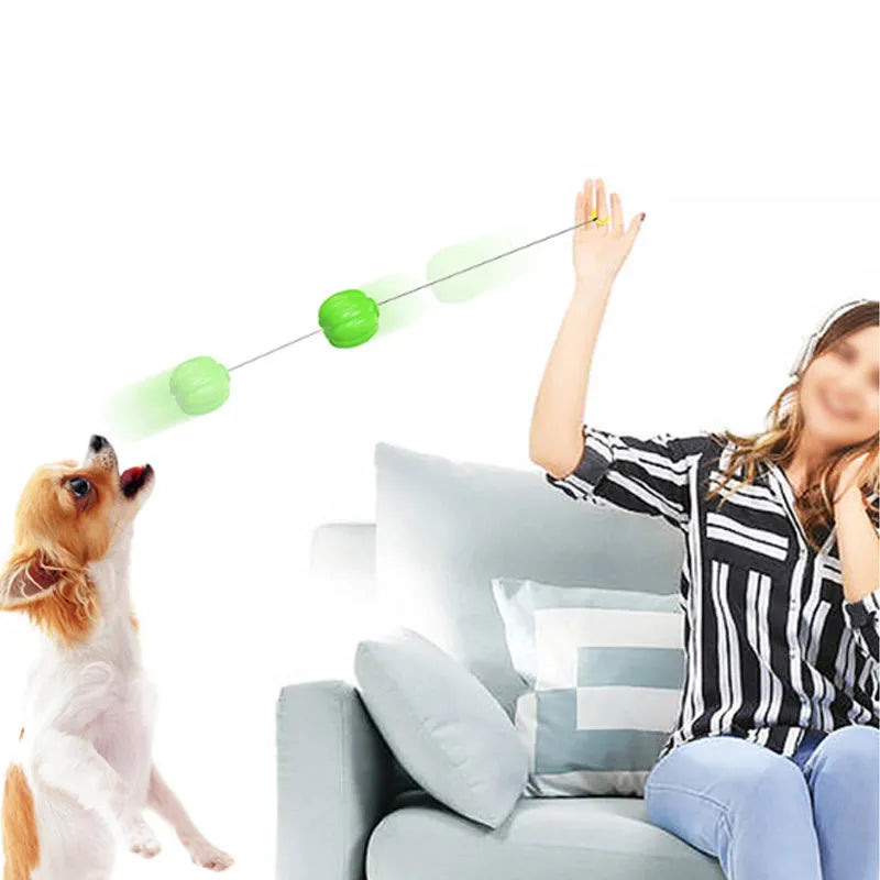 Green, orange and yellow 68mm plastic squeaker dog chew ball toy for small dogs