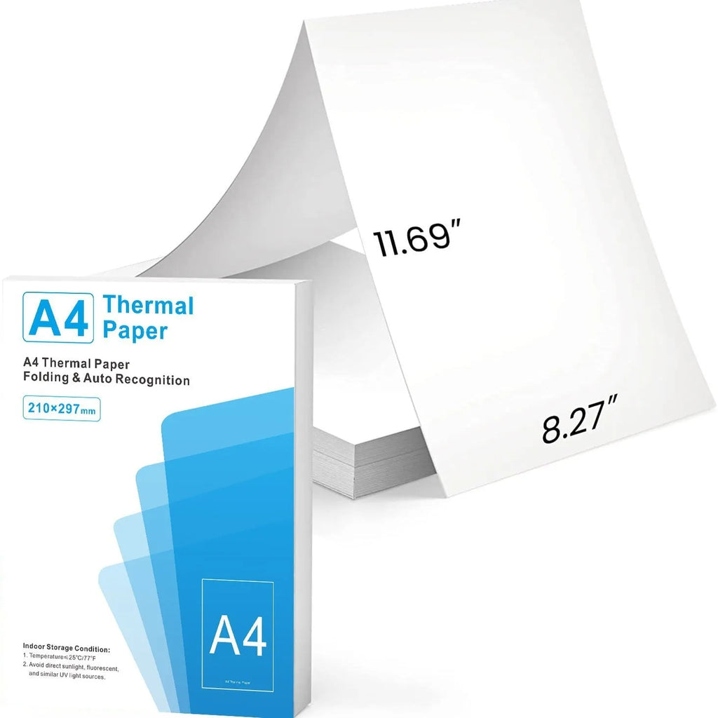 White A4 thermal printer paper sheets with quick-drying thermosensitive properties for business use