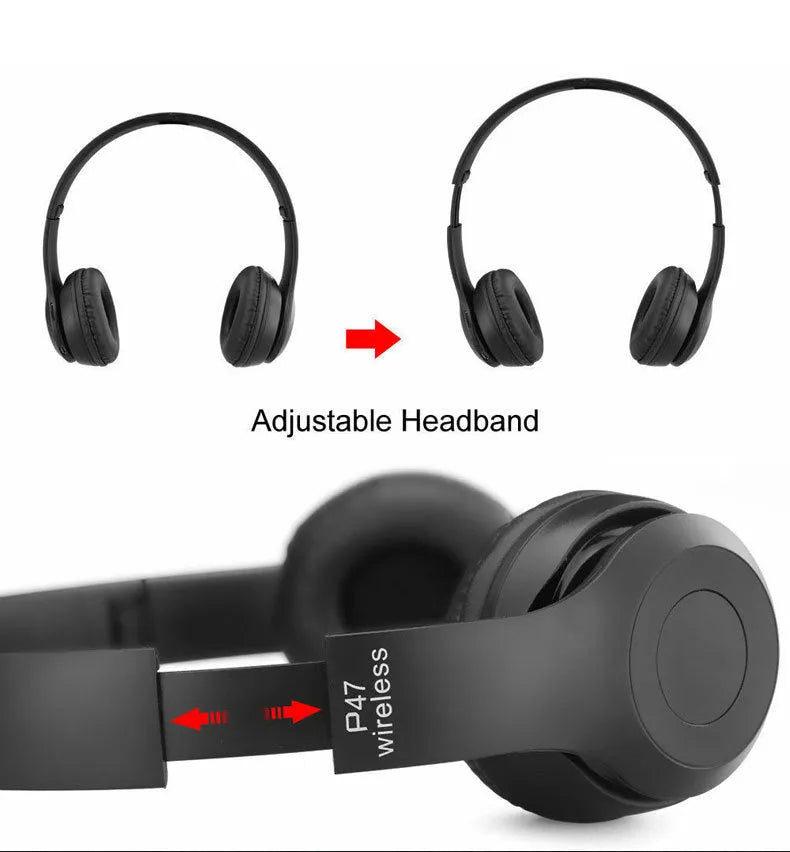 P47 wireless gaming headset in black with Bluetooth 4.1 stereo sound and 5-6 hour battery life
