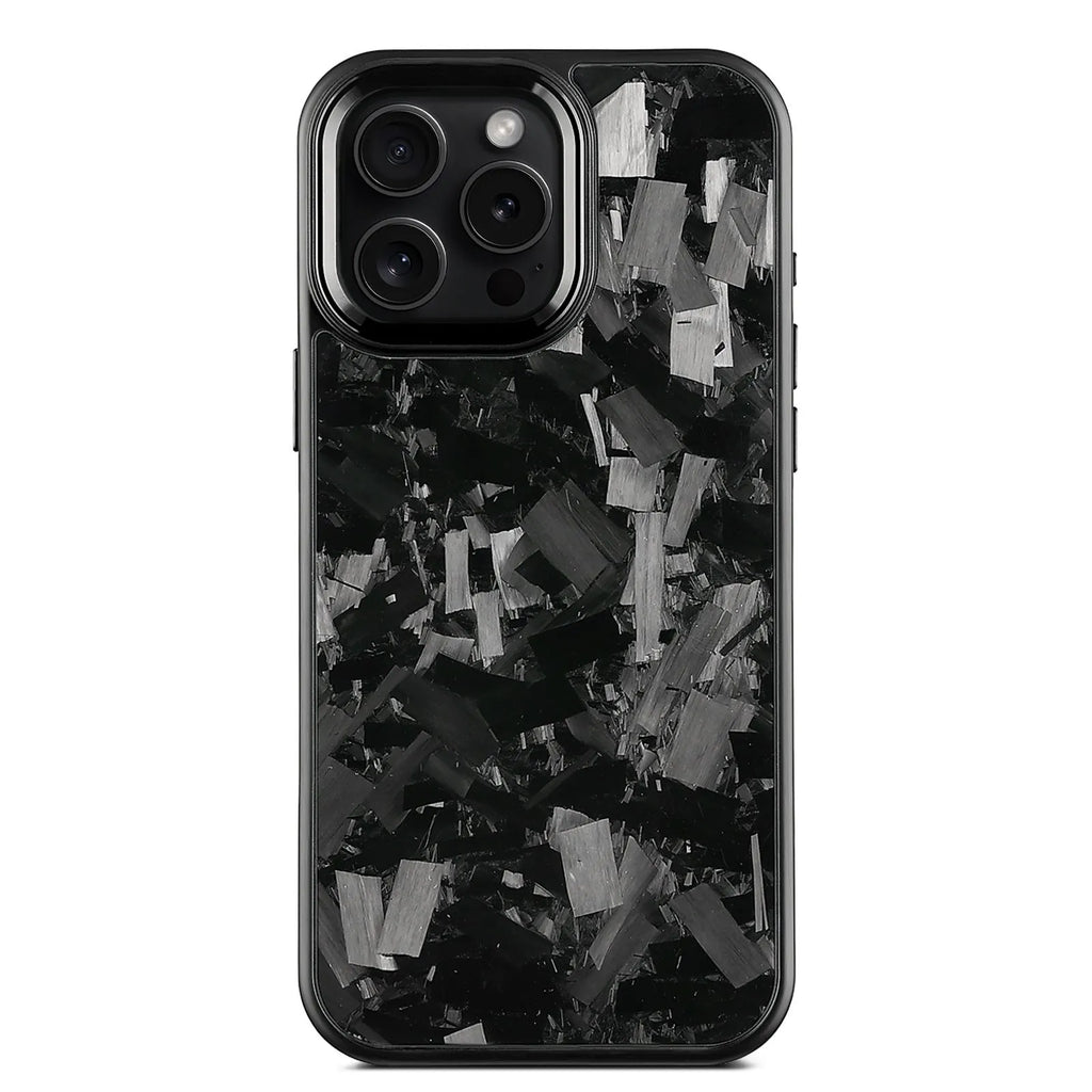 Metal frame mobile phone case with forged carbon fibre pattern and magnetic function for iPhone 17