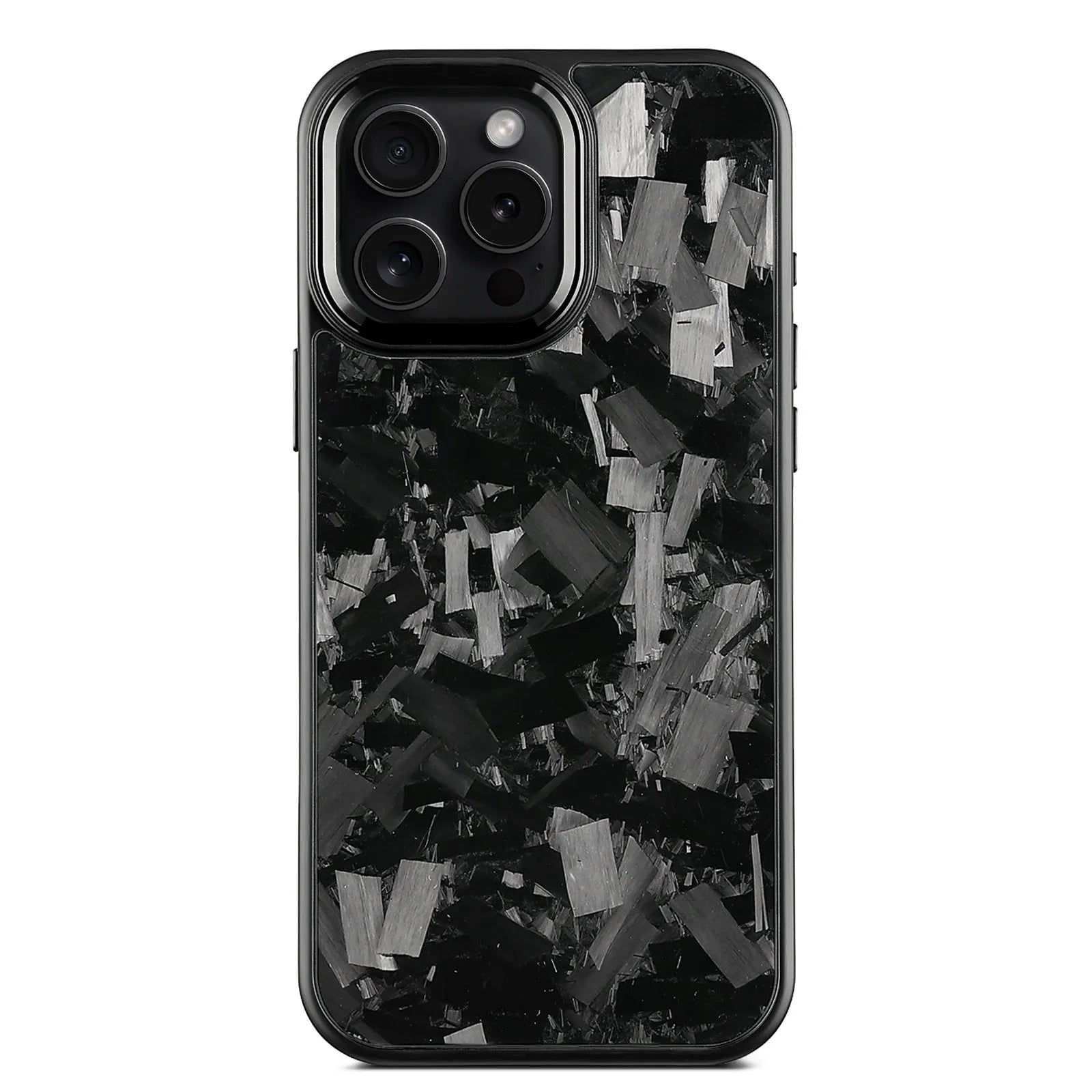 Metal frame mobile phone case with forged carbon fibre pattern and magnetic function for iPhone 17