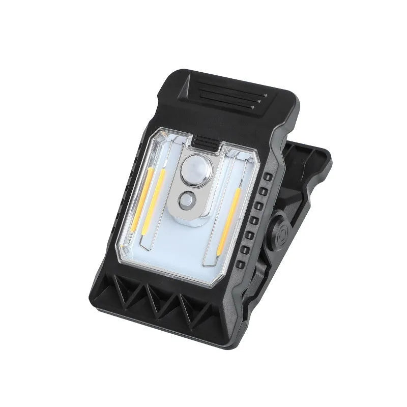 Compact clip lamp with intelligent human body induction featuring three brightness settings