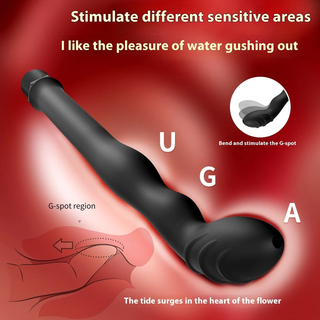 Black silicone hosepipe flusher for back court cleaning with enema attachment