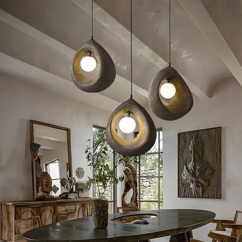Modern pendant light with 32x35cm milky white lampshade in retro bar chandelier style