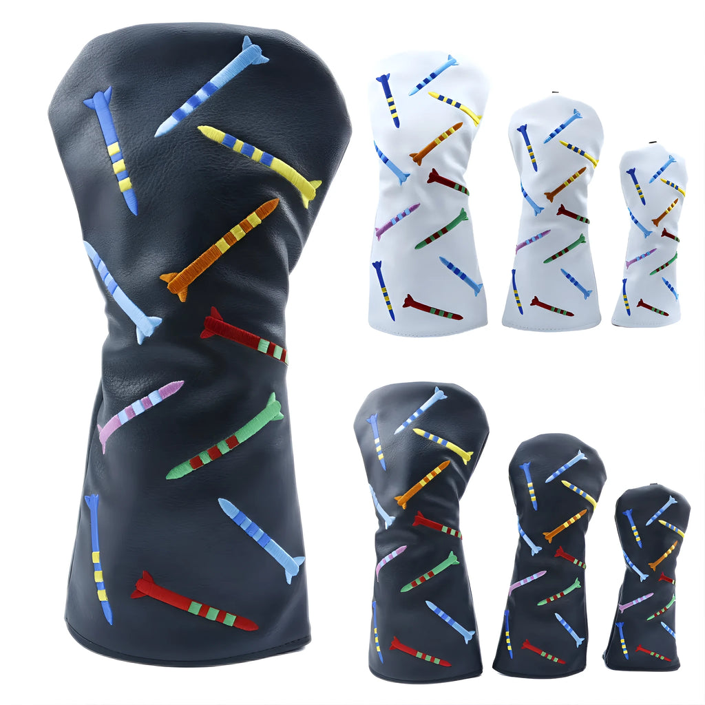 Golf club wooden pole sets in black or white colour made from PU material with three size options