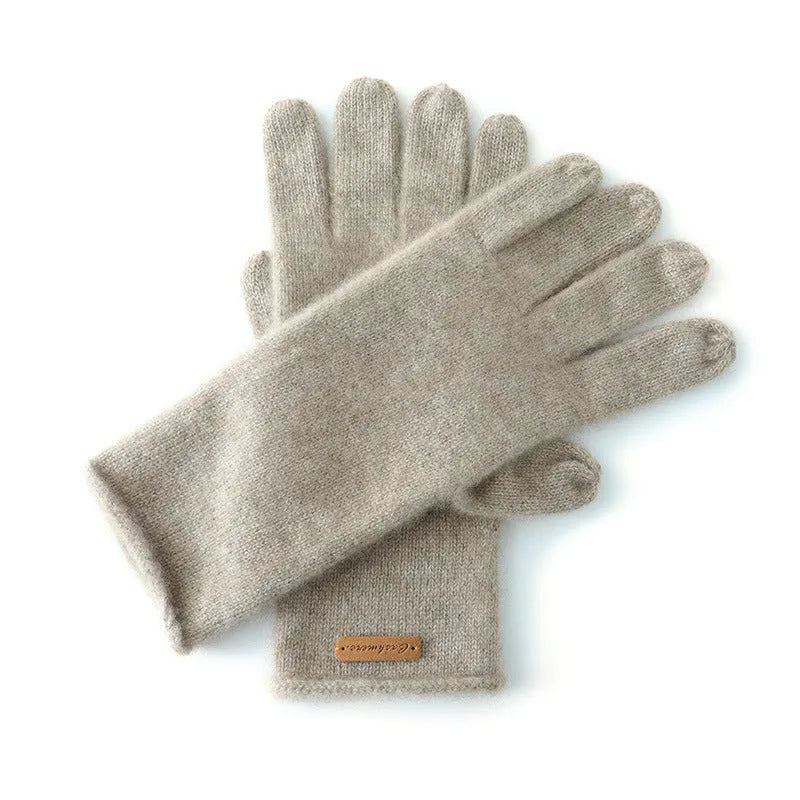 Cashmere winter unisex gloves with jacquard pattern, touch screen function, in black colour option