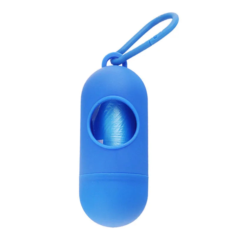 Small black dog waste bag holder with Velcro strap and metal side hook
