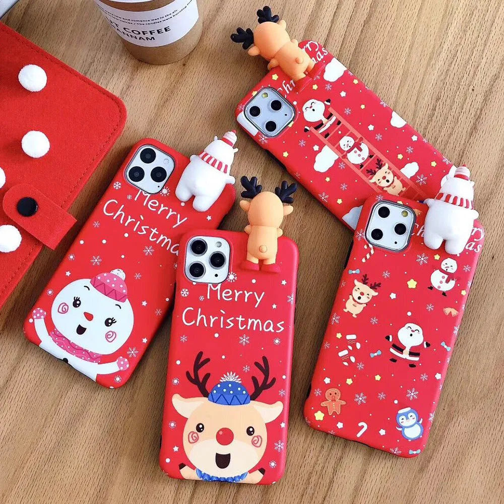 Christmas themed silicone back cover case for iPhone in one of four colour options