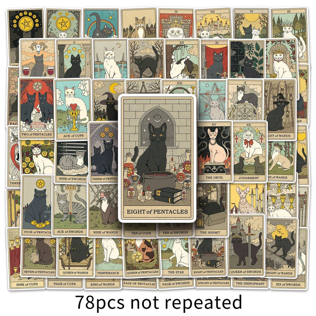 78-piece creative graffiti waterproof luggage sticker set with tarot card design in cute style