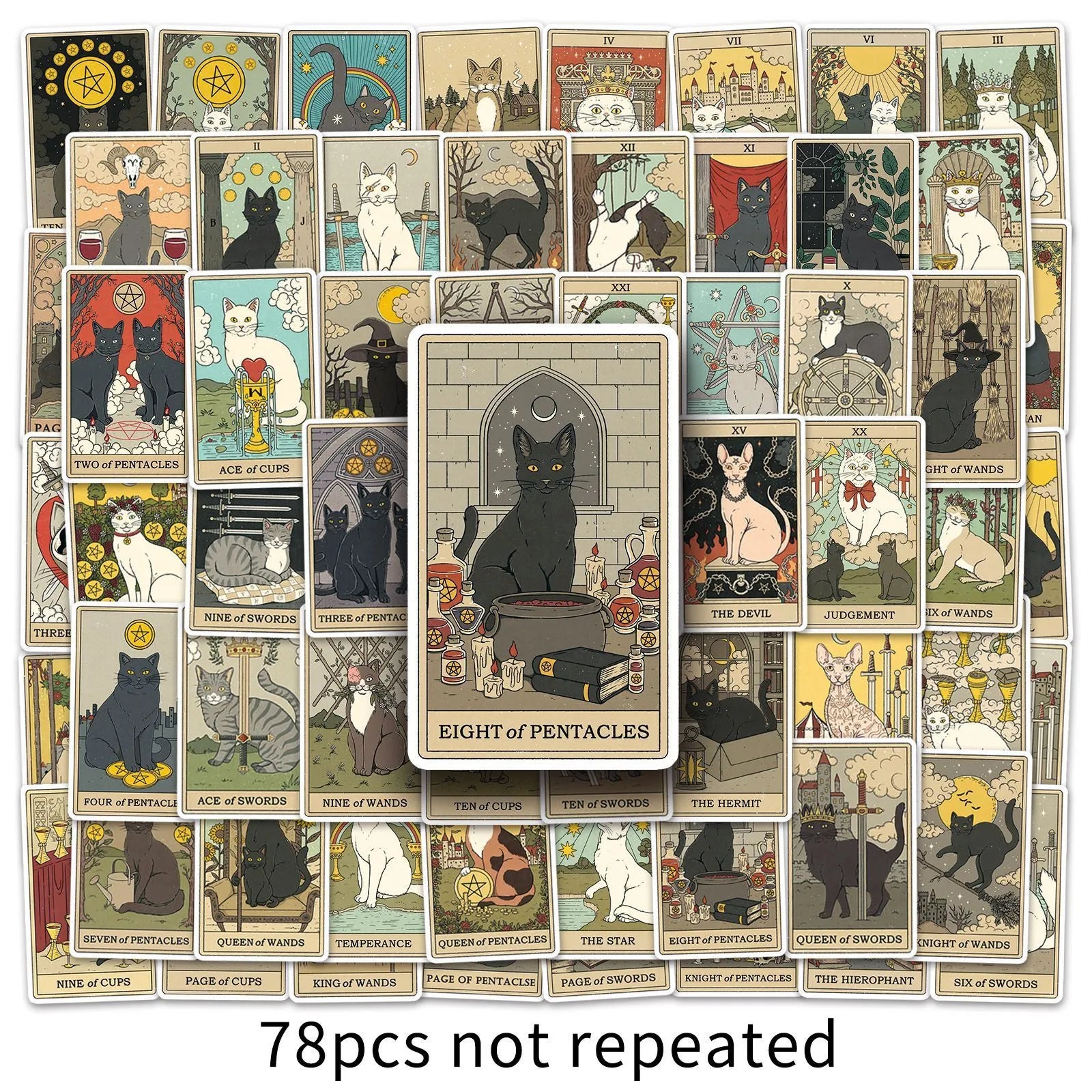 78-piece creative graffiti waterproof luggage sticker set with tarot card design in cute style