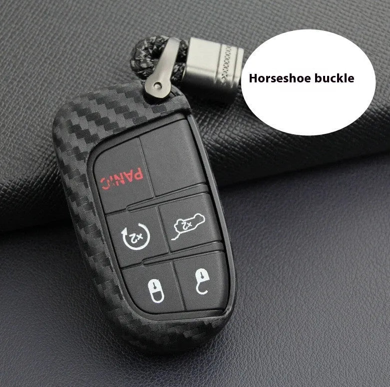 Carbon fibre silicone protective case for Dodge Chrysler Fiat car remote keys