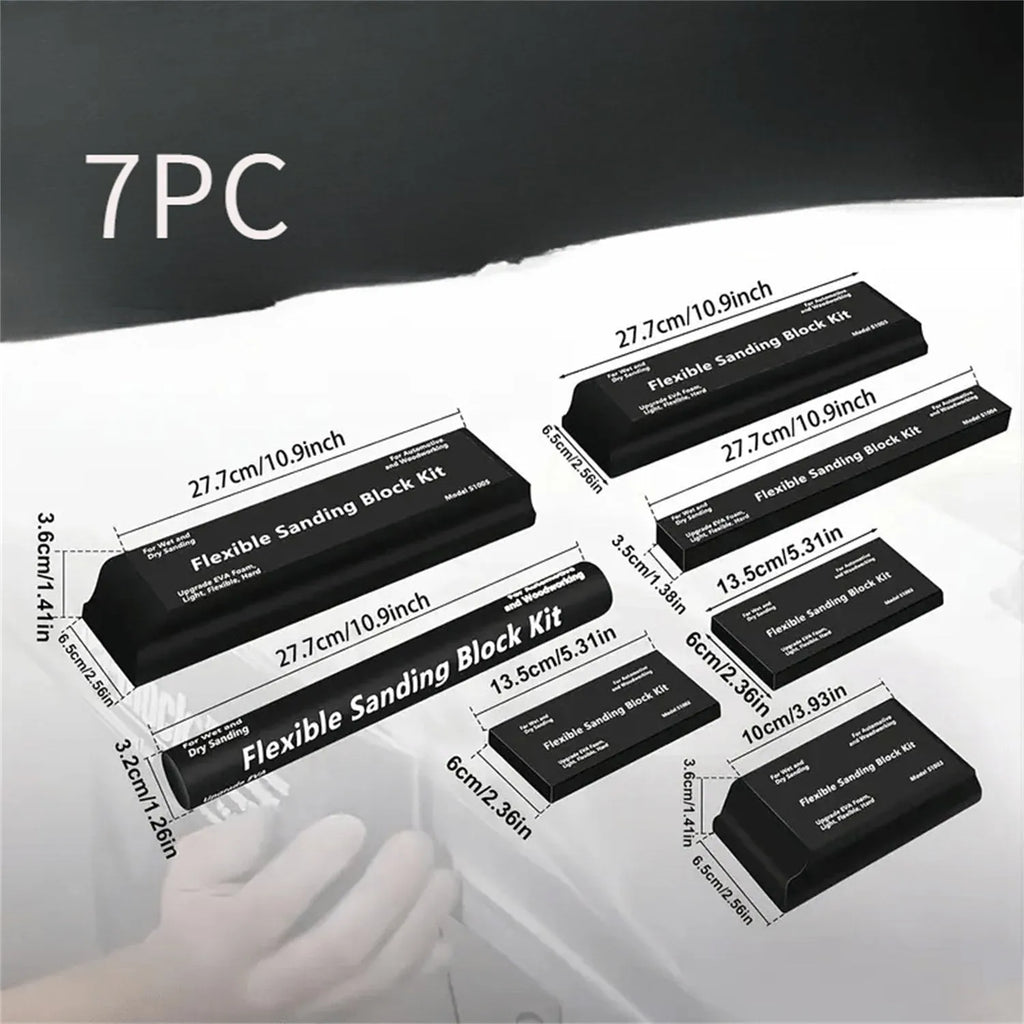 Seven frosted black EVA building blocks with metal construction for architectural modelling