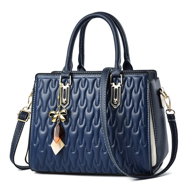 Women's large-capacity messenger bag with sandwich pocket in green, dark blue, black, pink, or gold colour options