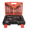 61-piece chrome vanadium steel metric socket wrench set with ratchets and extension bars