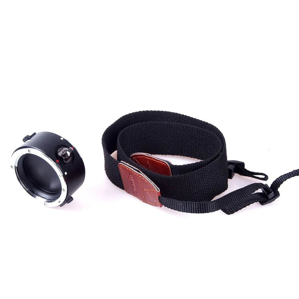 Aluminium camera lens flipper holder for Sony E-Mount with cotton shoulder strap