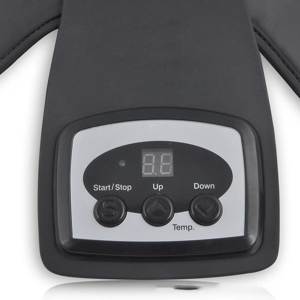 Knee massager unit with infrared heat function, adjustable controls, and included knee and shoulder pads.