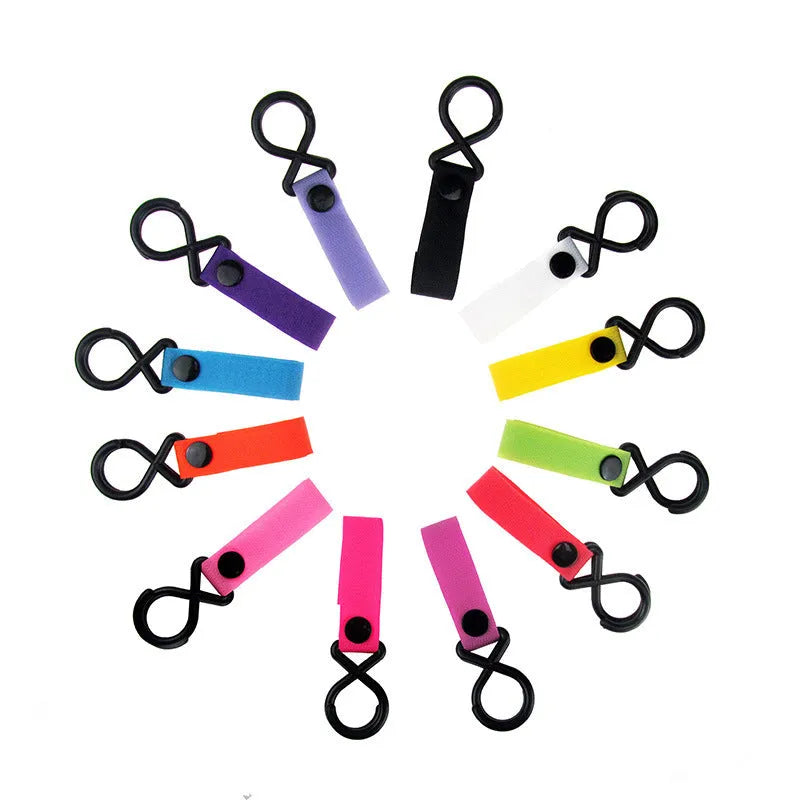 Nylon luggage Velcro hook showing colour options including black, red, blue, green and fluorescent choices