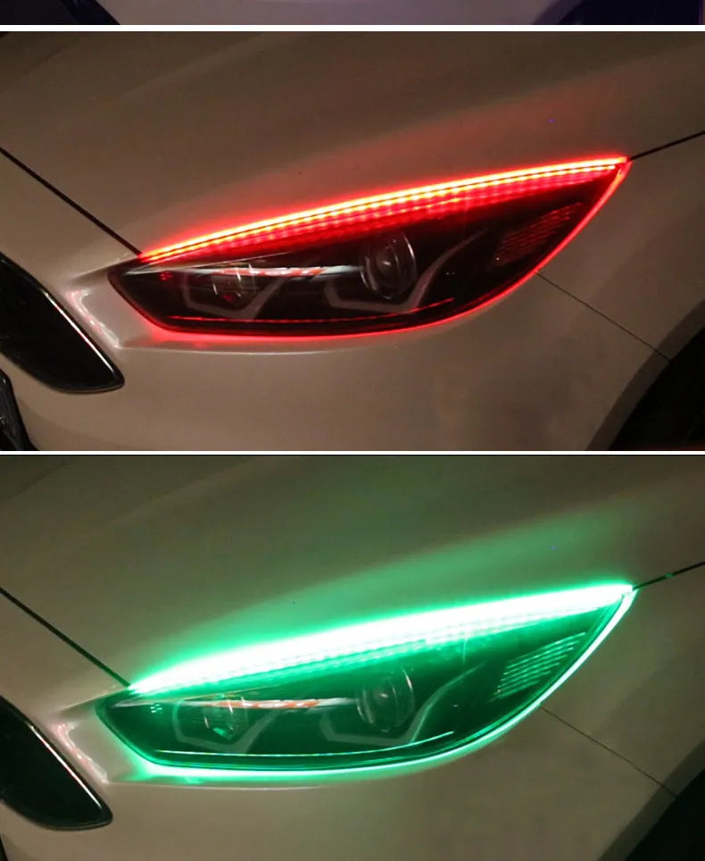 Remote-controlled RGB LED daytime running light strip for General Motors vehicles in 30cm, 45cm, or 60cm length options