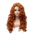 Brown long wavy curly synthetic wig with instant noodles style waves for Halloween cosplay