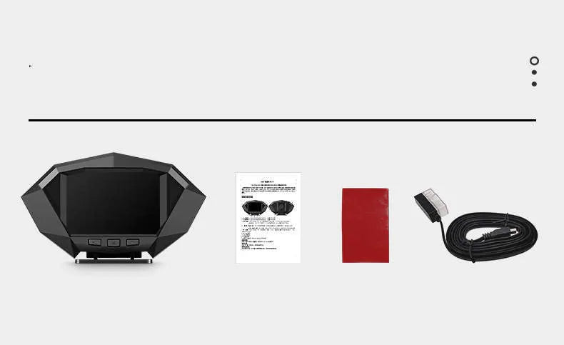 Black car HUD head-up display unit with LCD screen showing digital speed readout