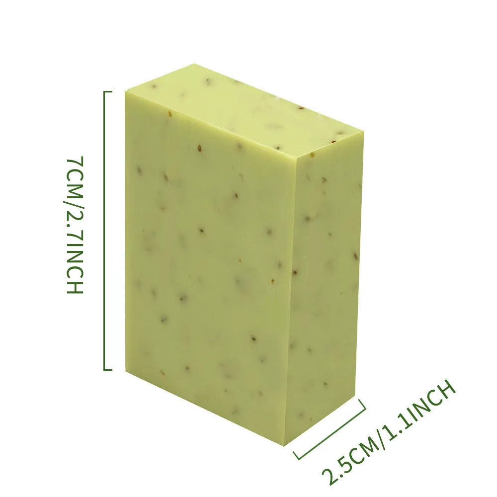 Handmade essential oil soap bar with frosted cleansing formula in five fragrance options