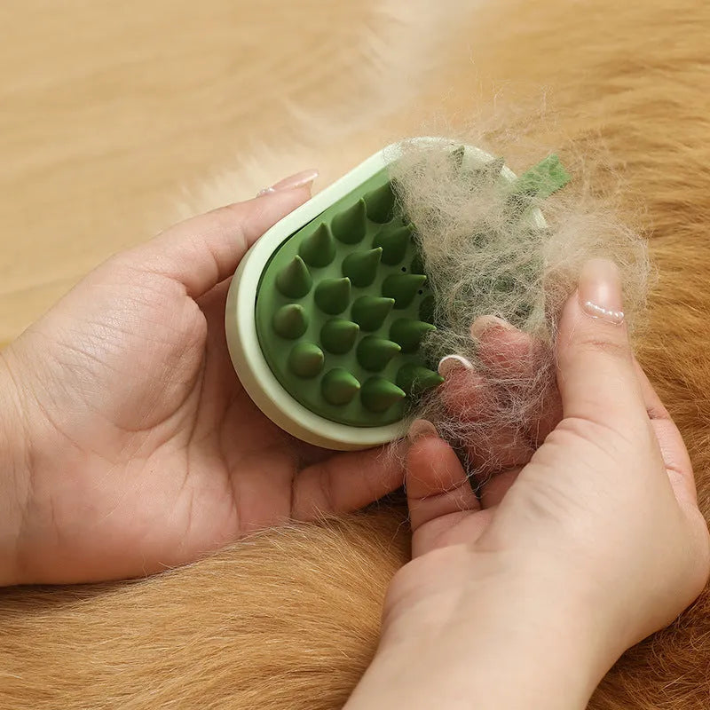 Soft silicone pet grooming brush with massage function for dogs in blue colour