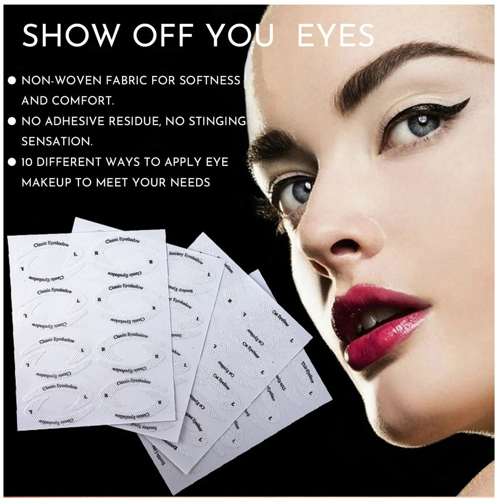 Set of four reusable flexible eyeliner sticker templates for creating winged and cat-eye makeup looks.