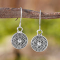 Bohemian retro geometric earrings with distressed ethnic detailing and round print design in zinc alloy