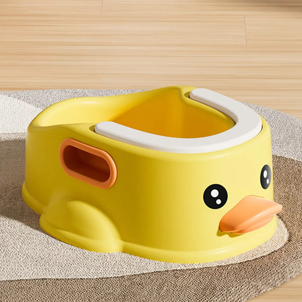 Blue duck-shaped PVC bathtub for washing dogs and cats on a flat surface.