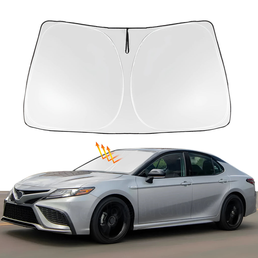 Silver car windshield sunshade cover designed specifically for NOAH XOVY 90 series vehicles
