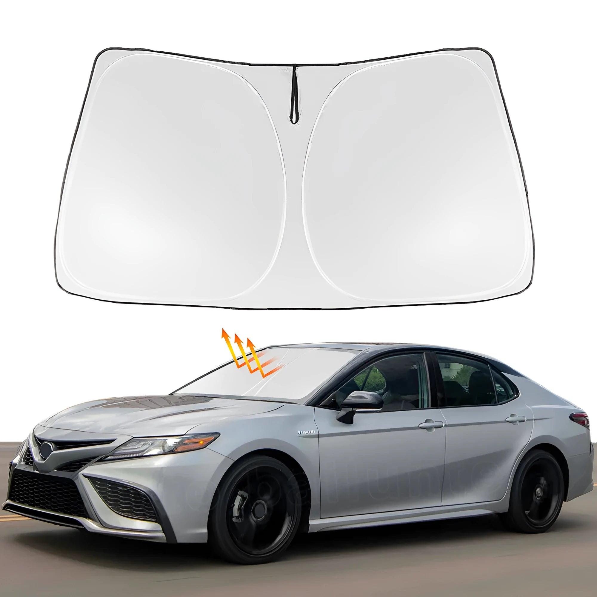 Silver car windshield sunshade cover designed specifically for NOAH XOVY 90 series vehicles