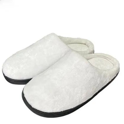 Pattern printed cotton slippers with flannel lining and TPR sole, shown in available size ranges