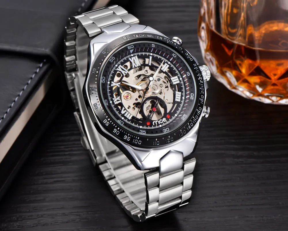 MCE men's mechanical explosion-proof watch with stainless steel case and automatic movement