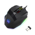 Redragon M801P black wireless gaming mouse with nine buttons and dual connectivity options