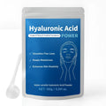 Jar of white hyaluronic acid powder, 150G net content, for DIY skincare mixing.