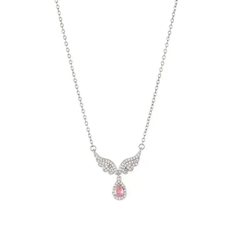 Women's geometric fishtail pendant on an O-ring chain, made of S925 sterling silver.