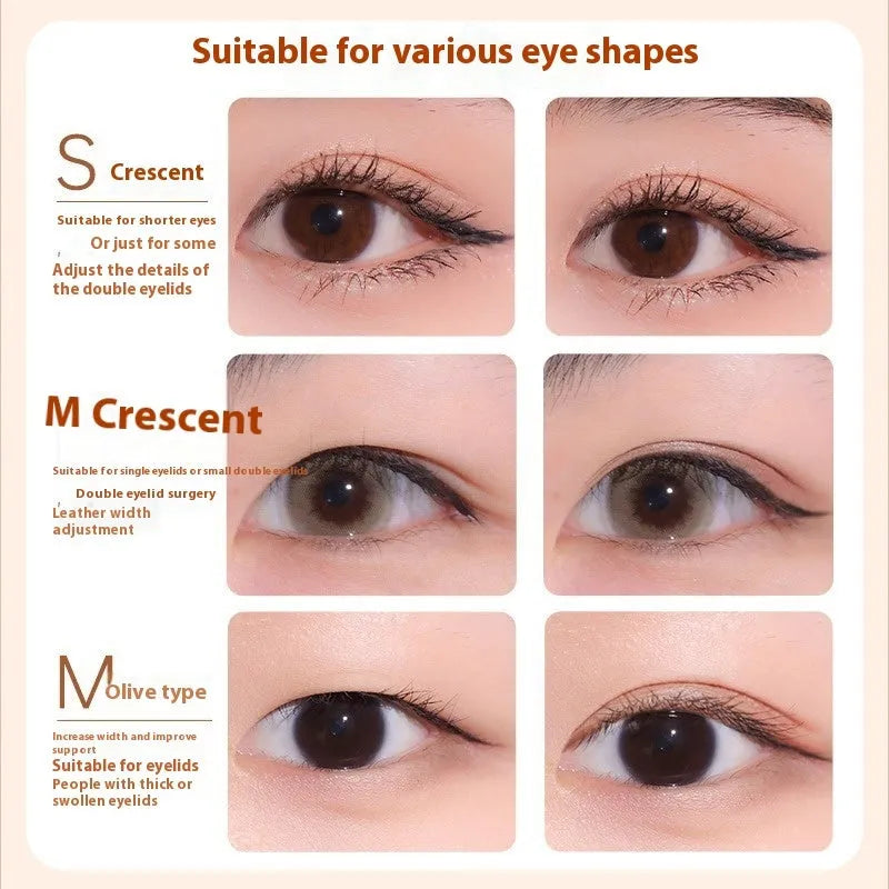 Clear lace double eyelid stickers on roll with crescent and olive shape options
