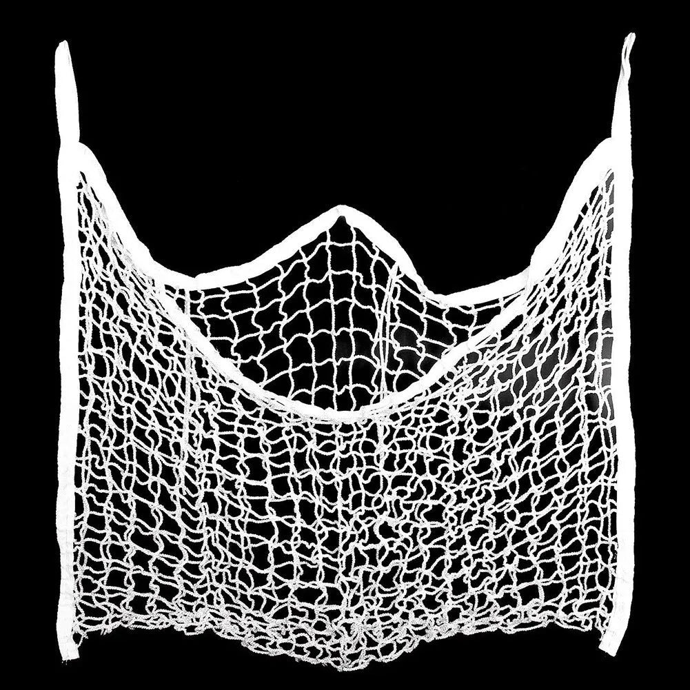 Woven PE rope feeding bag with grid design for horses and cattle in agricultural setting