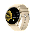 Smart watch with coloured silicone wristband displaying heart rate on its 1.3-inch screen.