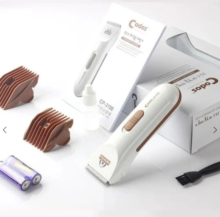 White pet grooming electric clipper with ceramic blade for dog and cat hair removal