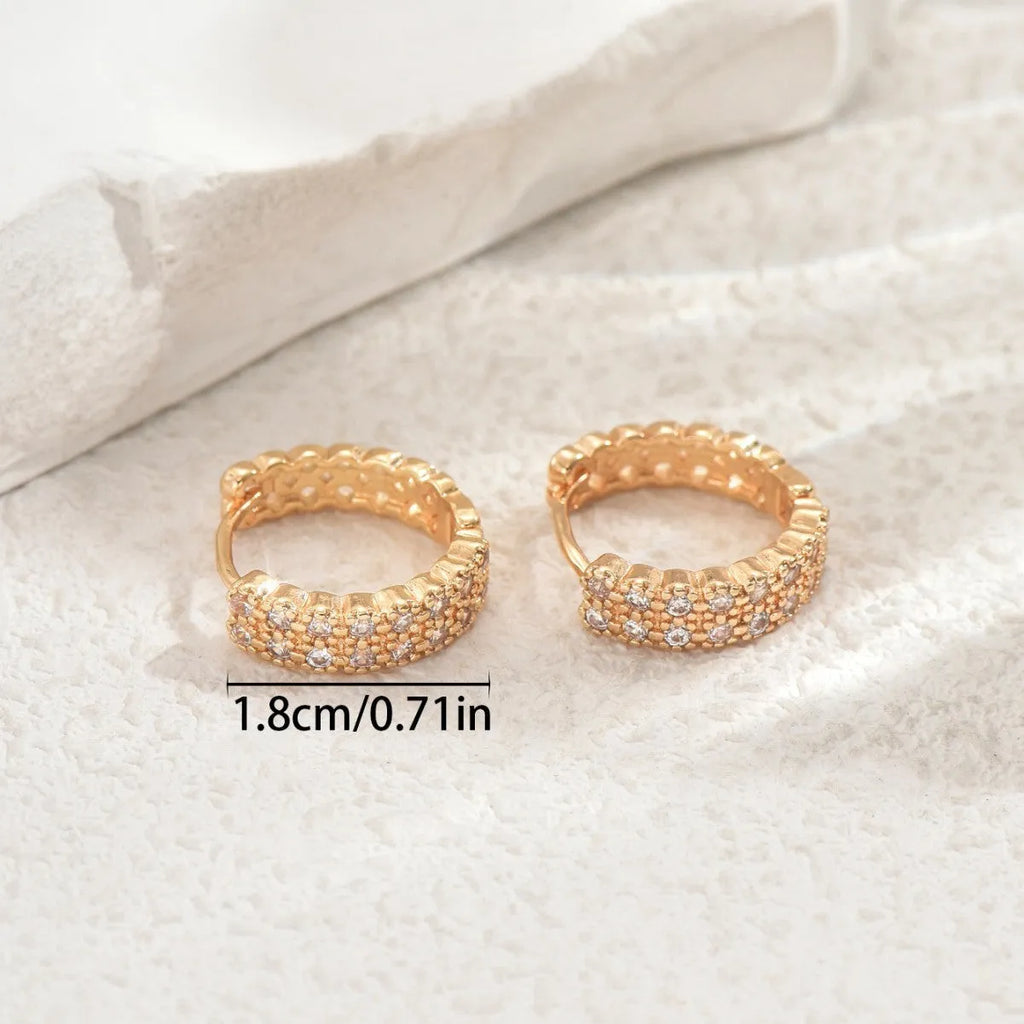 Copper geometric pattern ear studs with round dot ring elements in European American style