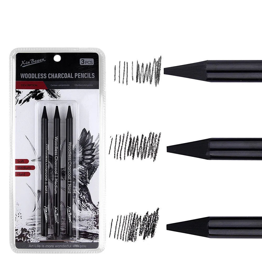 Wood-free graphite sketching pencils set with six different grade markings