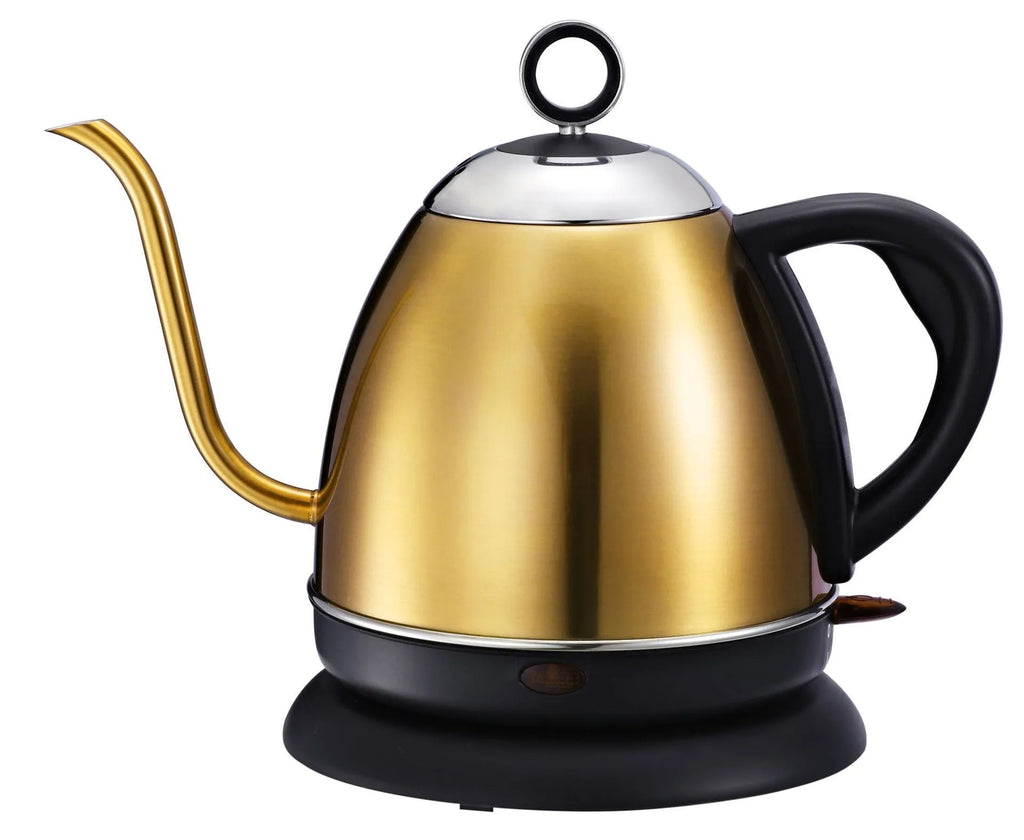 Automatic stainless steel kettle in gold colour with touch controls and 1 litre capacity