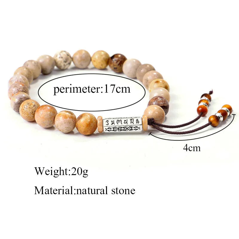 Handmade stone bead bracelet with wood colour in a retro simple design