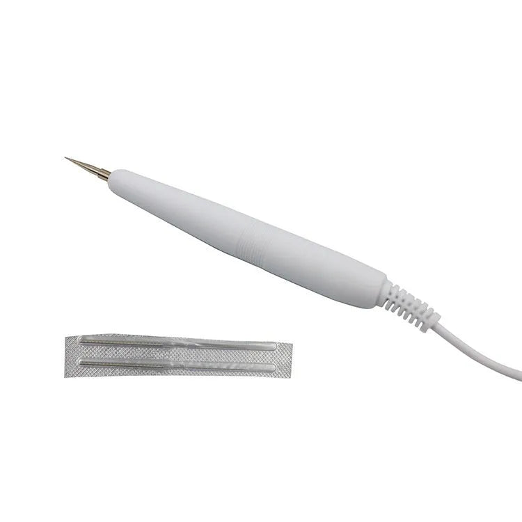 White professional electronic beauty pen for salon spot removal treatments with needle cartridges