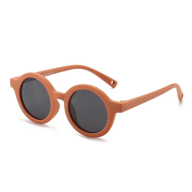 Children's silicone sunglasses for ages 0-3 with round frame and UV400 protection