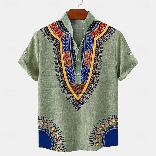 Men's striped casual shirt with personalised buttons in a loose fit, shown in a handsome colour option.